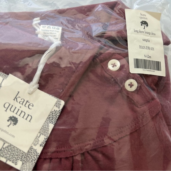 NWT Kate Quinn sangria long sleeve lounge dress size 6-12 months - Picture 4 of 9